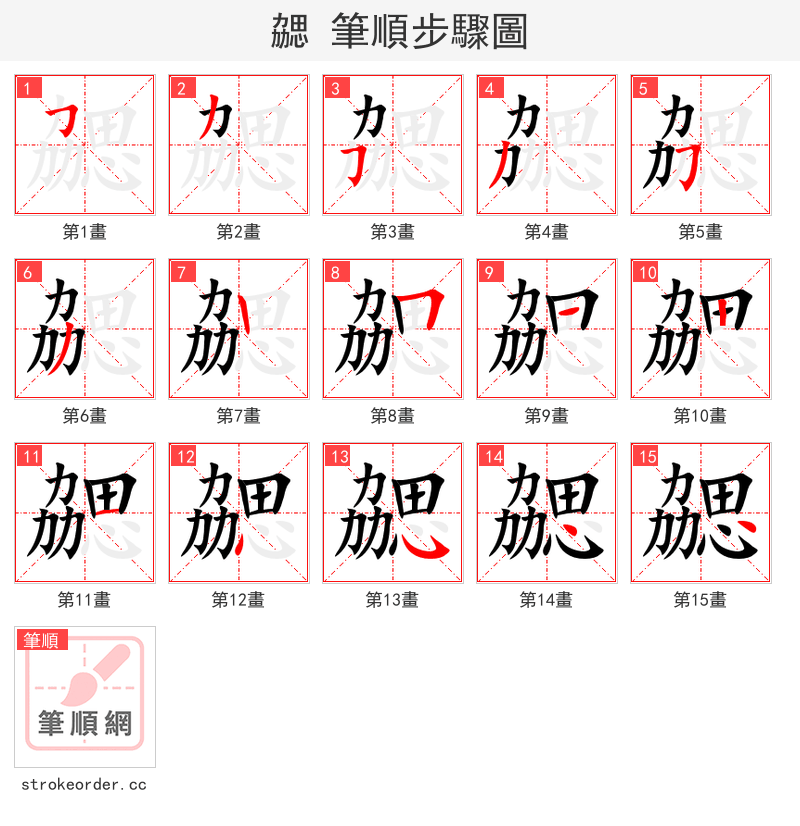 勰 的笔顺分步演示（一笔一画写字）