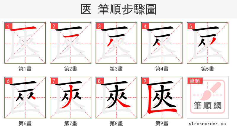 匧 的笔顺分步演示（一笔一画写字）
