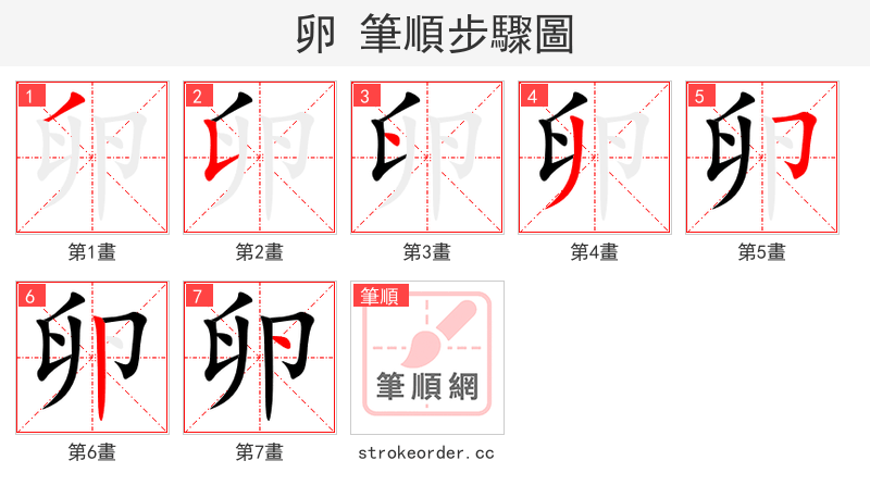 卵 的笔顺分步演示（一笔一画写字）