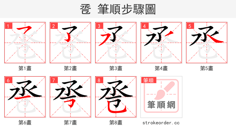 卺 的笔顺分步演示（一笔一画写字）