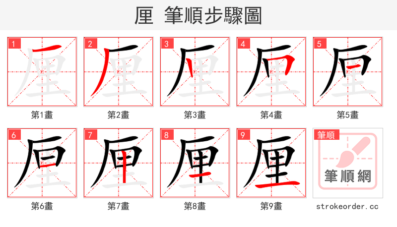 厘 的笔顺分步演示（一笔一画写字）