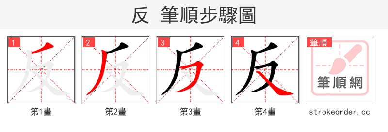 反 的笔顺分步演示（一笔一画写字）