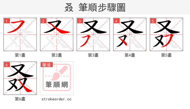 叒 的笔顺分步演示（一笔一画写字）
