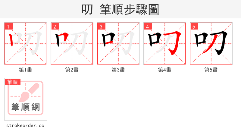 叨 的笔顺分步演示（一笔一画写字）