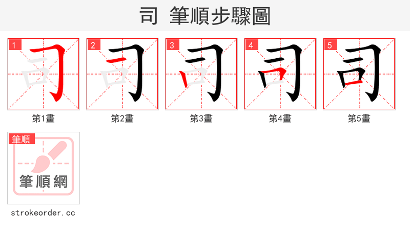 司 的笔顺分步演示（一笔一画写字）