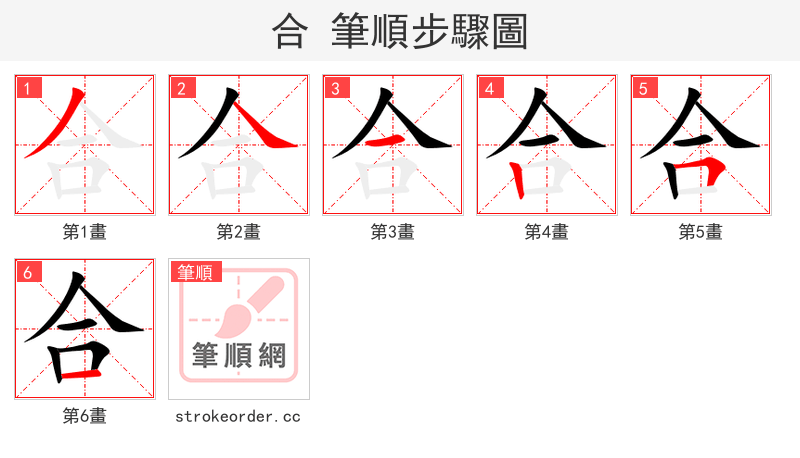 合 的笔顺分步演示（一笔一画写字）