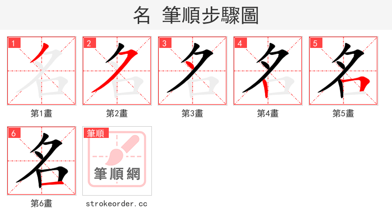 名 的笔顺分步演示（一笔一画写字）