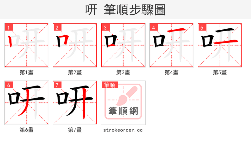 咞 的笔顺分步演示（一笔一画写字）