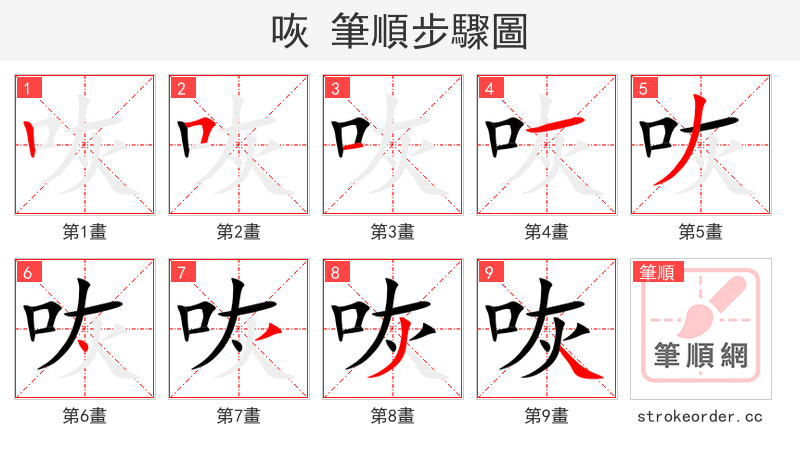 咴 的笔顺分步演示（一笔一画写字）