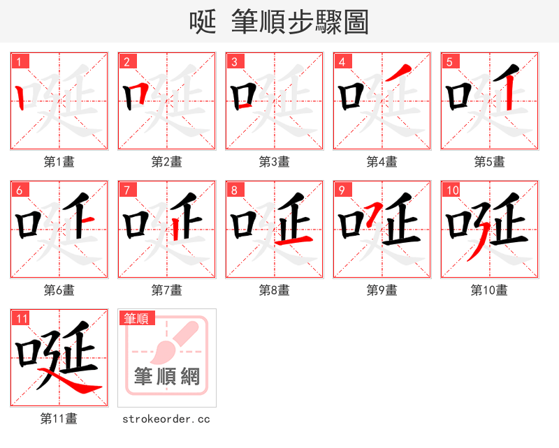 唌 的笔顺分步演示（一笔一画写字）