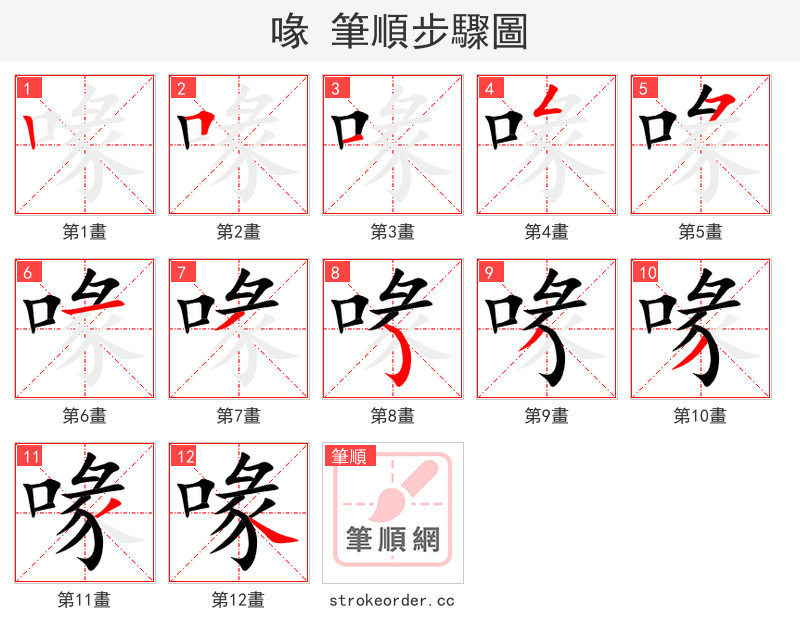 喙 的笔顺分步演示（一笔一画写字）