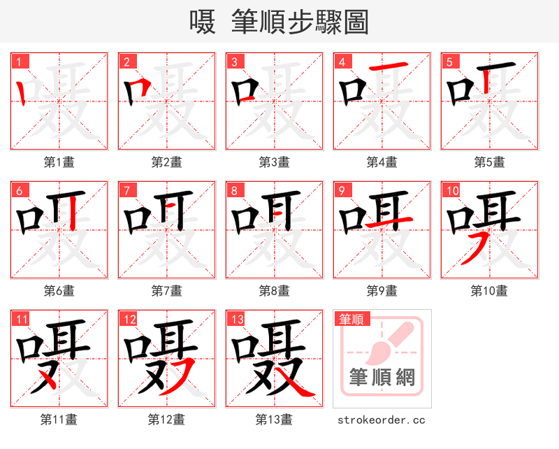 嗫 的笔顺分步演示（一笔一画写字）