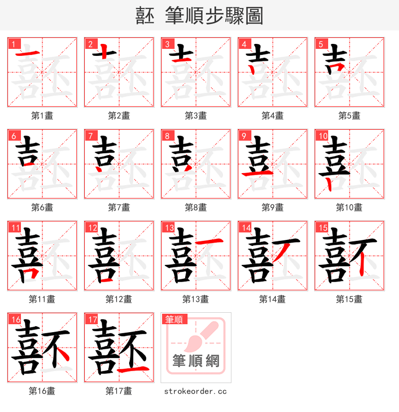 噽 的笔顺分步演示（一笔一画写字）
