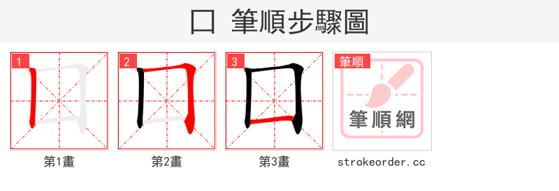 囗 的笔顺分步演示（一笔一画写字）