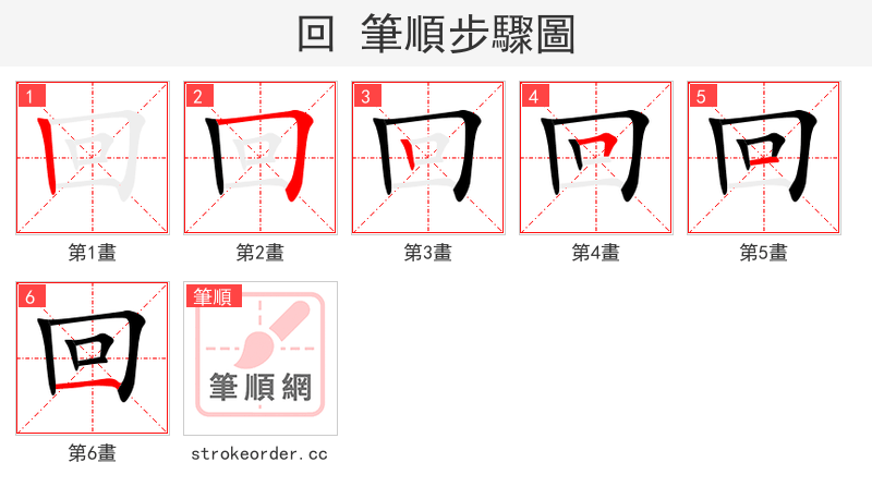回 的笔顺分步演示（一笔一画写字）