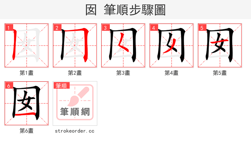 囡 的笔顺分步演示（一笔一画写字）