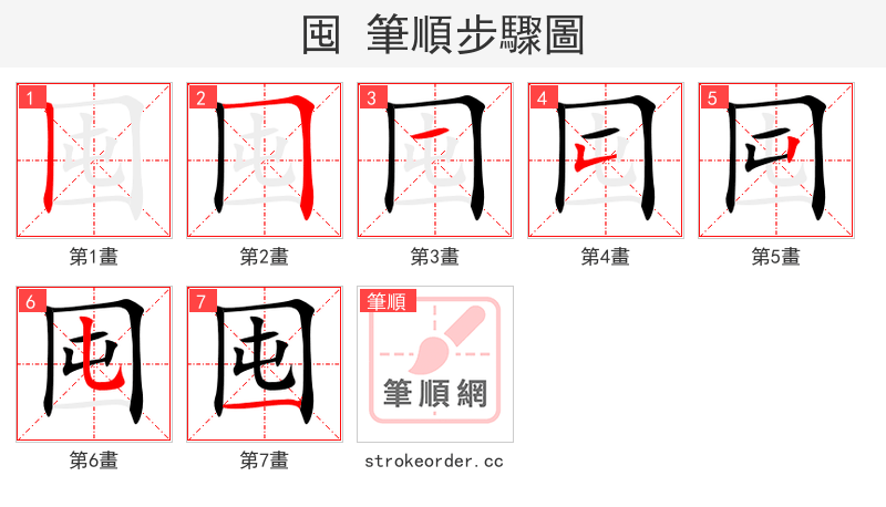 囤 的笔顺分步演示（一笔一画写字）
