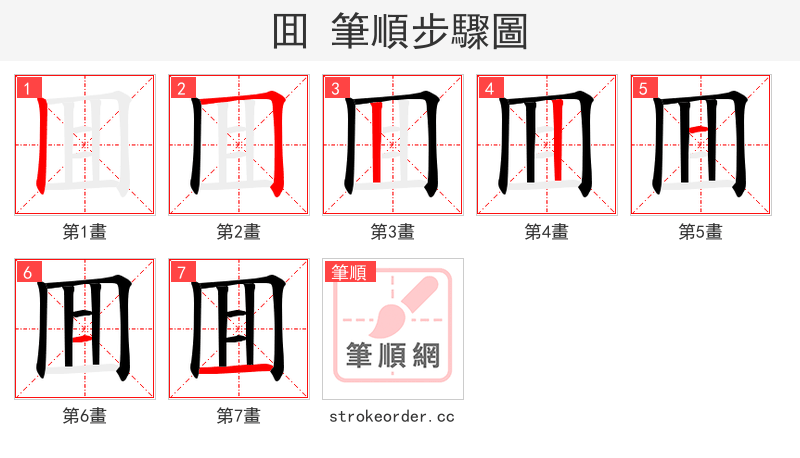 囬 的笔顺分步演示（一笔一画写字）