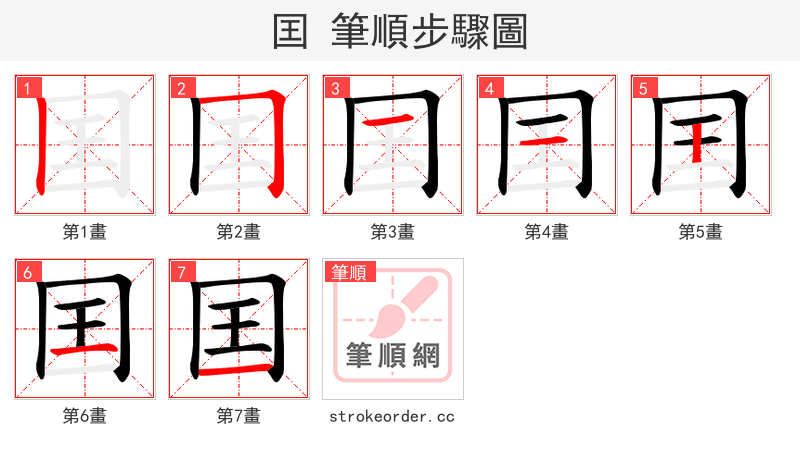 囯 的笔顺分步演示（一笔一画写字）