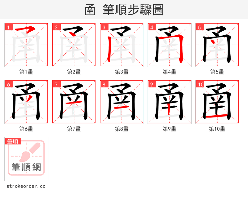圅 的笔顺分步演示（一笔一画写字）