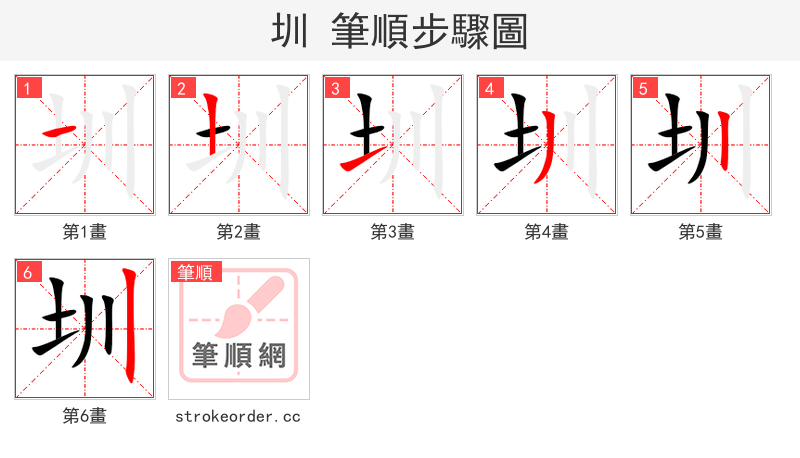 圳 的笔顺分步演示（一笔一画写字）