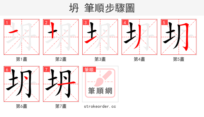 stroke order steps of 坍