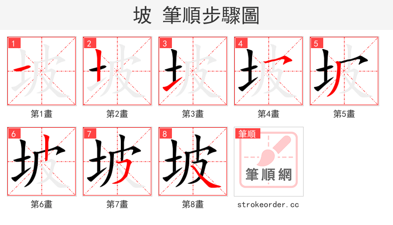 stroke order steps of 坡