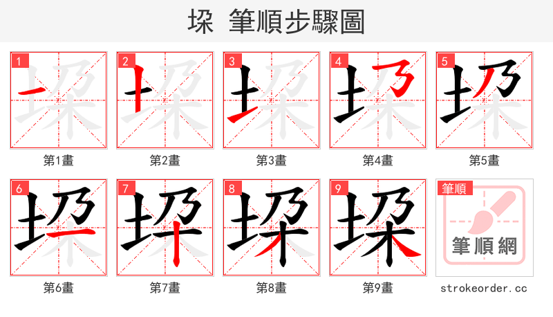 垜 的笔顺分步演示（一笔一画写字）