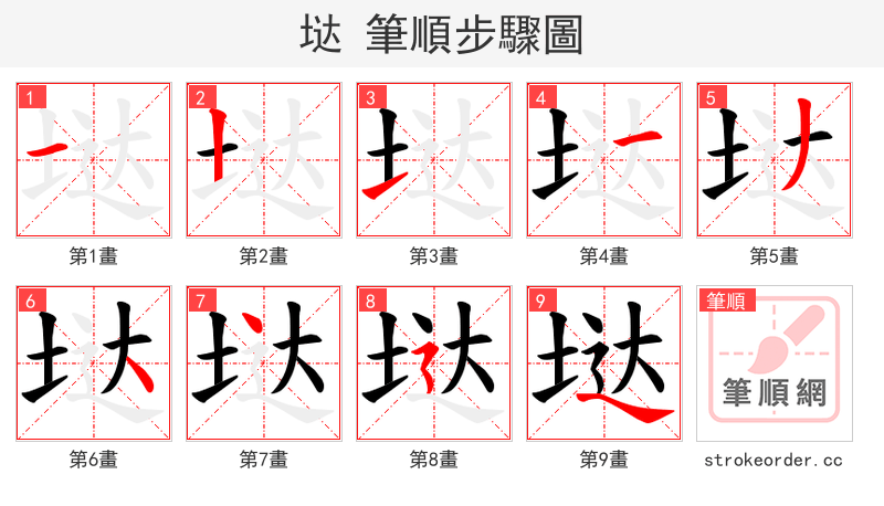 垯 的笔顺分步演示（一笔一画写字）