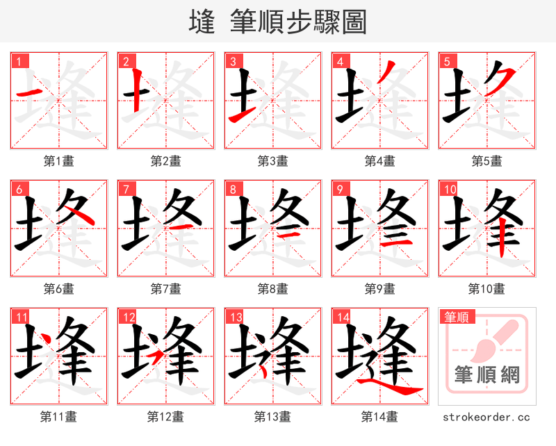 塳 的笔顺分步演示（一笔一画写字）