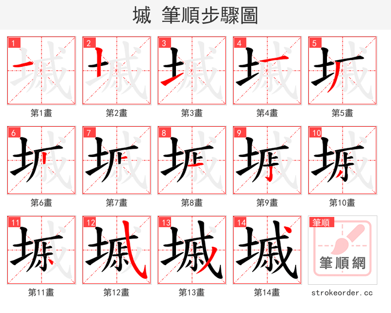 墄 的笔顺分步演示（一笔一画写字）
