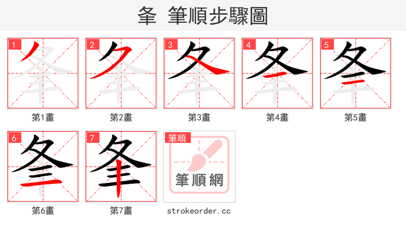 夆 的笔顺分步演示（一笔一画写字）