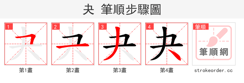 夬 的笔顺分步演示（一笔一画写字）