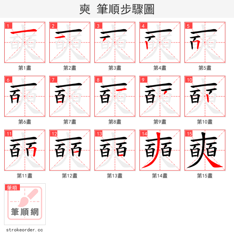 奭 的笔顺分步演示（一笔一画写字）