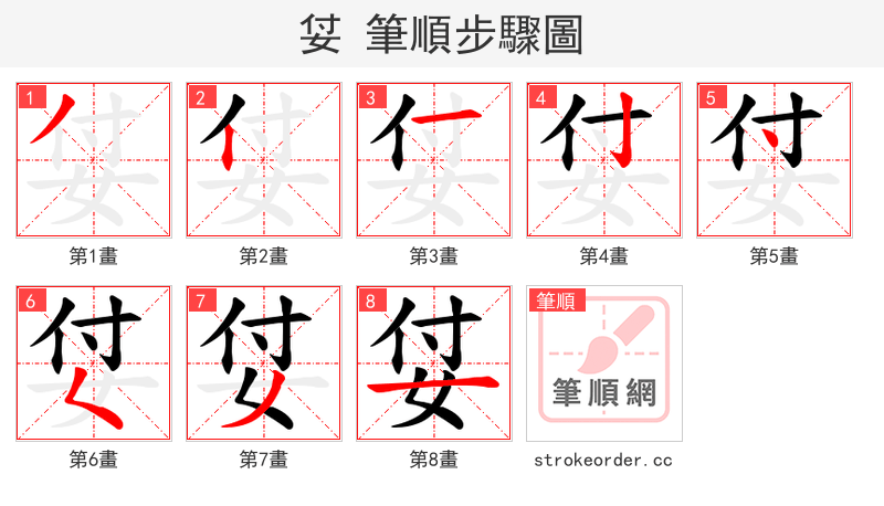 姇 的笔顺分步演示（一笔一画写字）