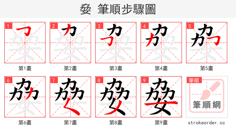 姭 的笔顺分步演示（一笔一画写字）