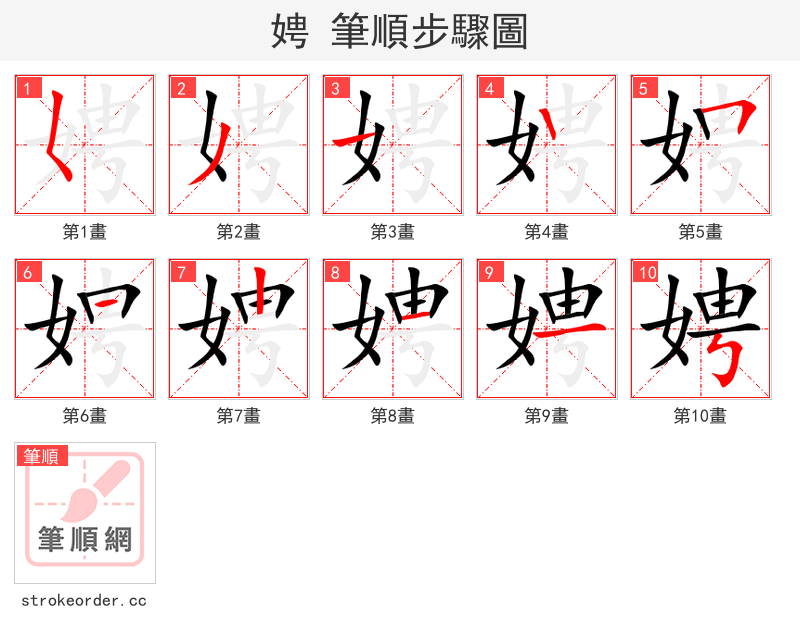 娉 的笔顺分步演示（一笔一画写字）