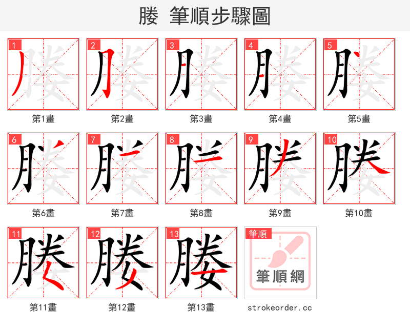 媵 的笔顺分步演示（一笔一画写字）
