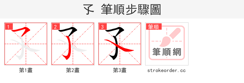 孓 的笔顺分步演示（一笔一画写字）