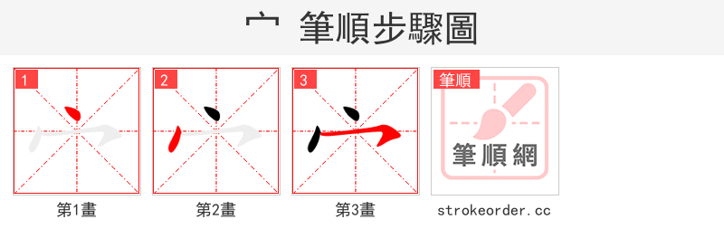 宀 的笔顺分步演示（一笔一画写字）