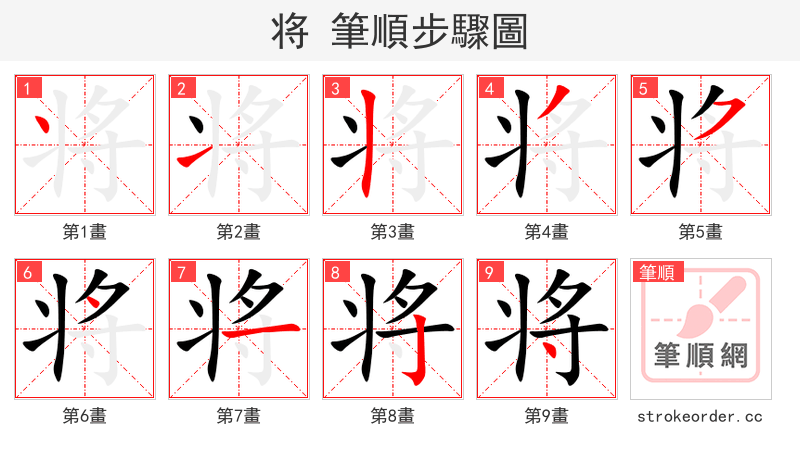 stroke order steps of 将
