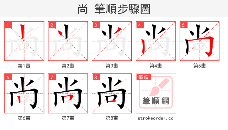 尚 的笔顺分步演示（一笔一画写字）