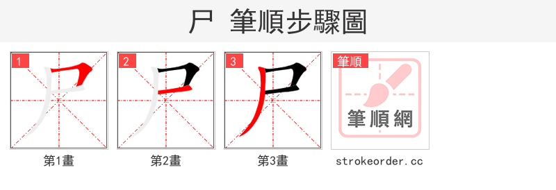 stroke order steps of 尸