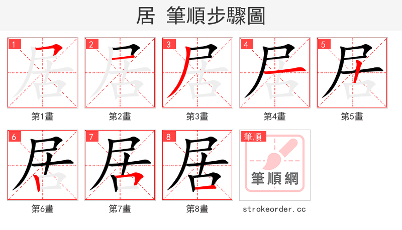stroke order steps of 居