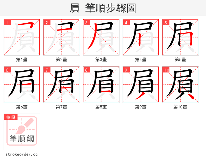 屓 的笔顺分步演示（一笔一画写字）