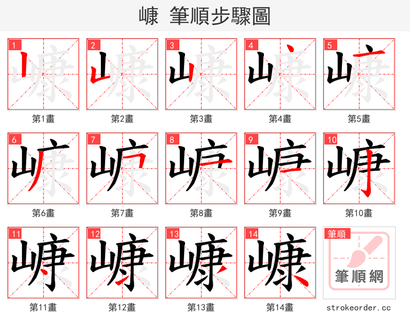嵻 的笔顺分步演示（一笔一画写字）