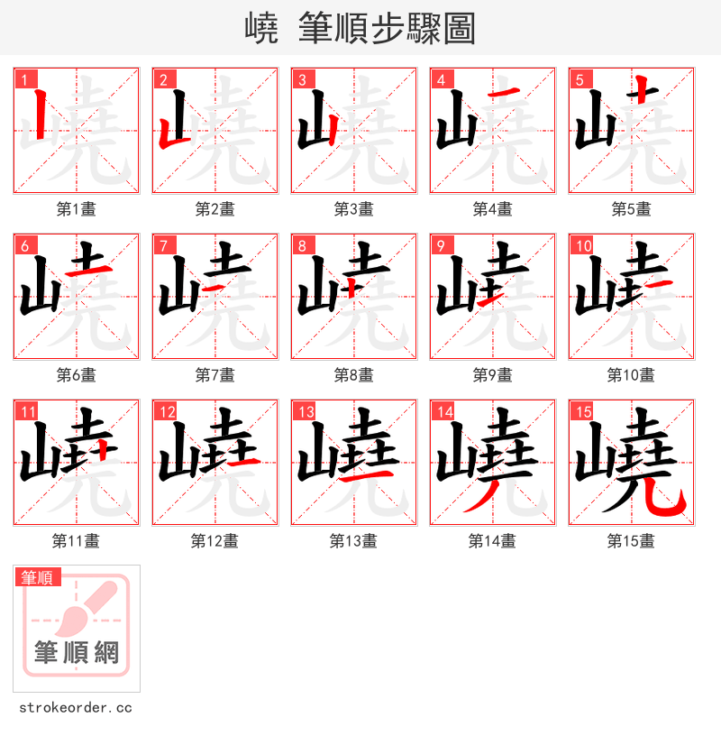 嶢 的笔顺分步演示（一笔一画写字）