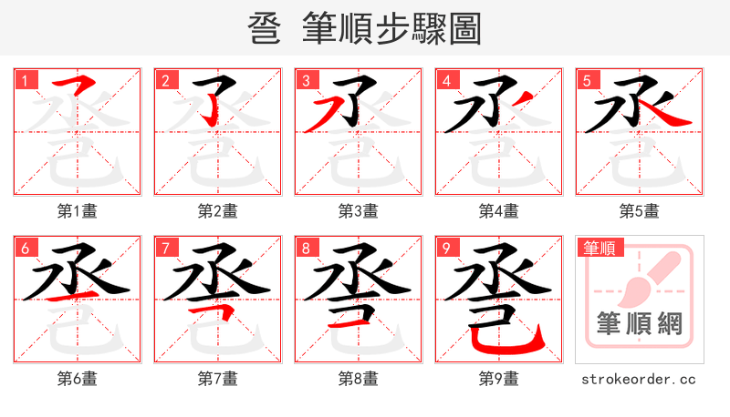 巹 的笔顺分步演示（一笔一画写字）