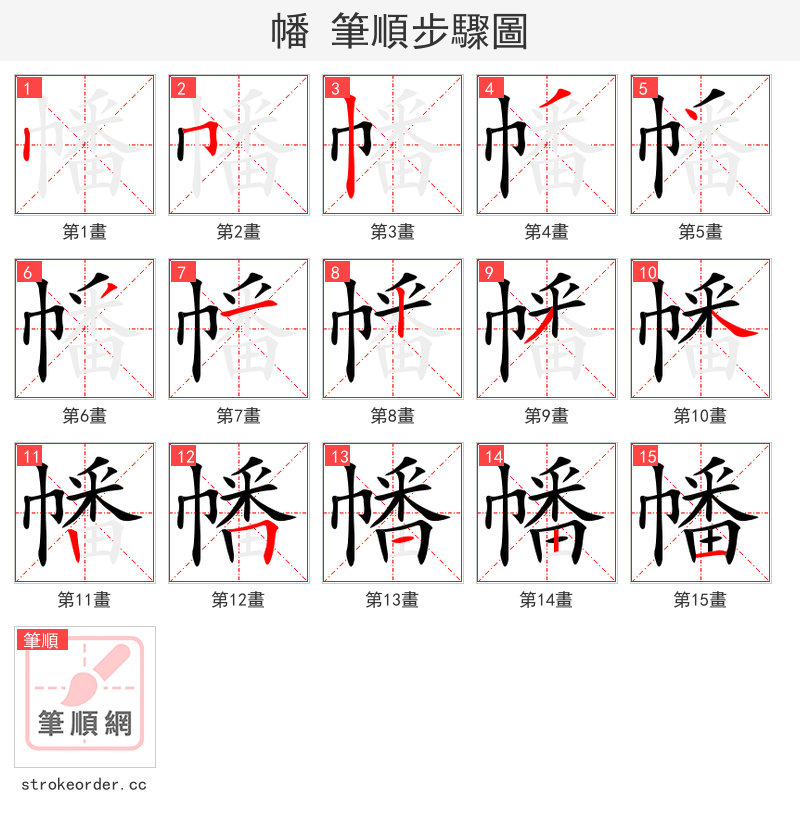 stroke order steps of 幡
