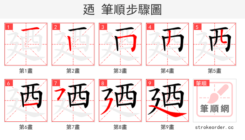 廼 的笔顺分步演示（一笔一画写字）